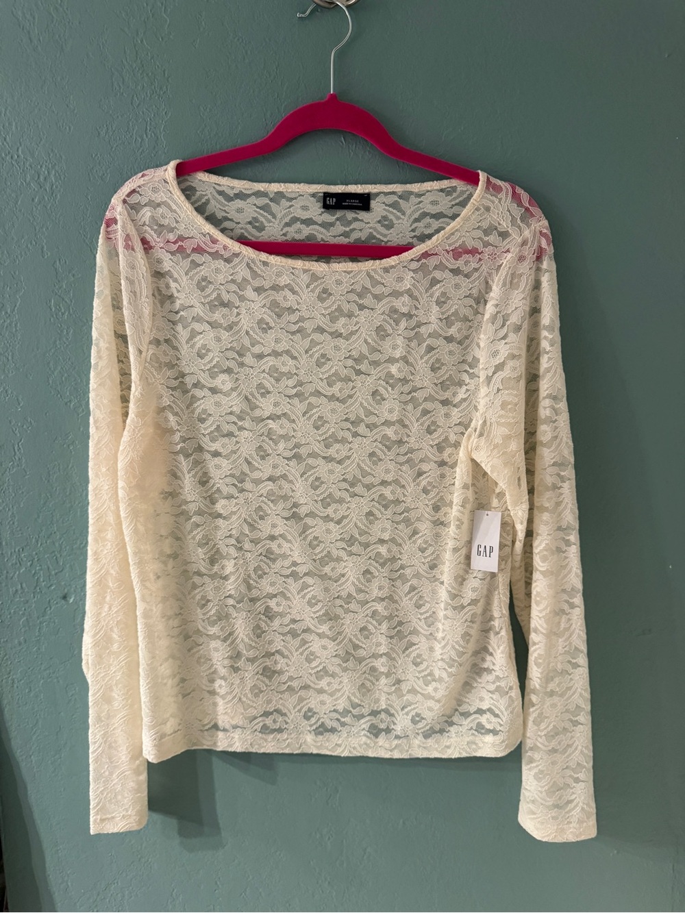 GAP Cream Lace Long Sleeve Top